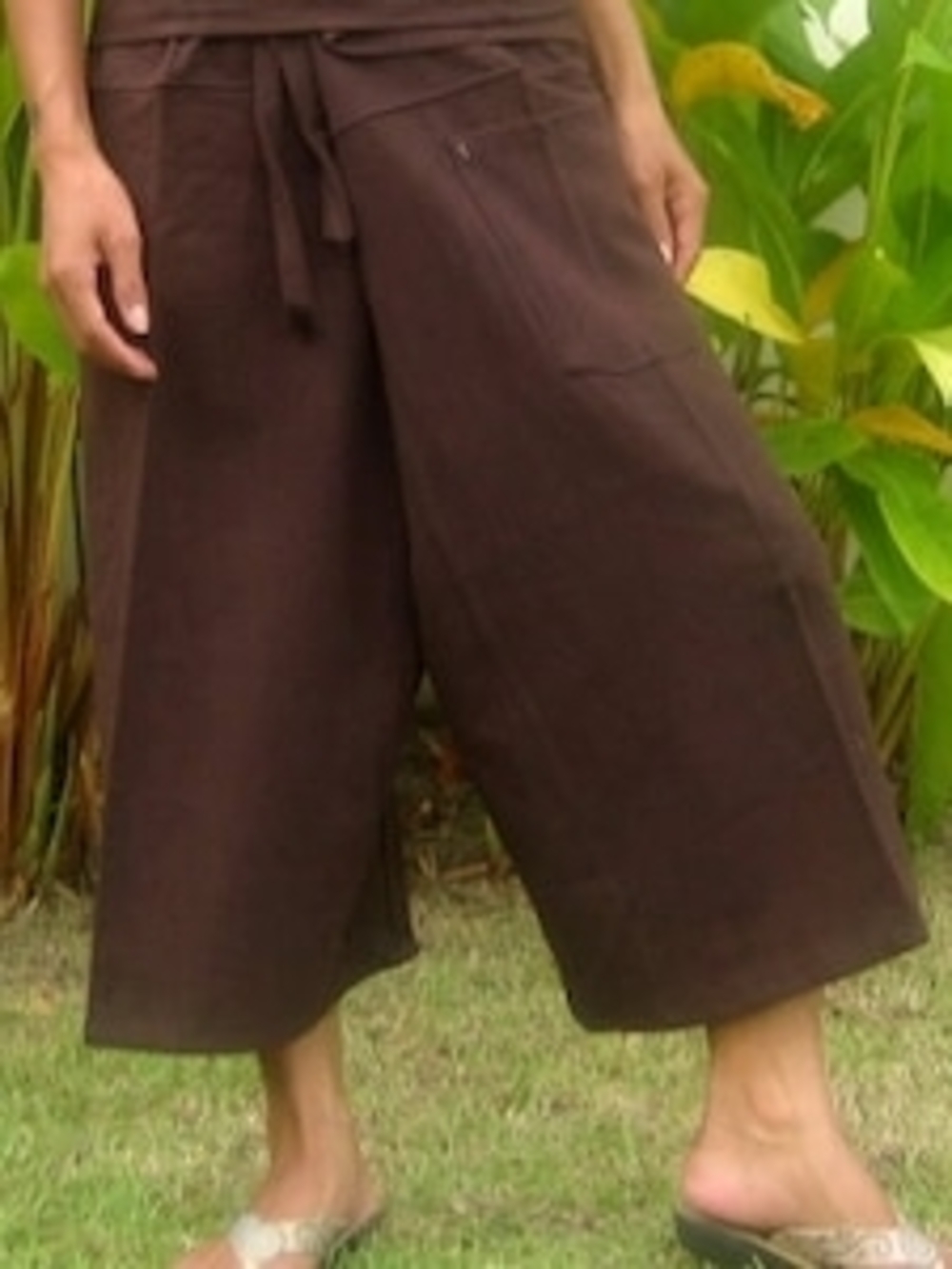 Fisherman Pants Brown Cotton Yoga Festival Boho Hippie Size, Medium